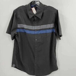 Marmot Size M Northside Short Sleeve Button Down‎ Shirt Gray Blue Stripe